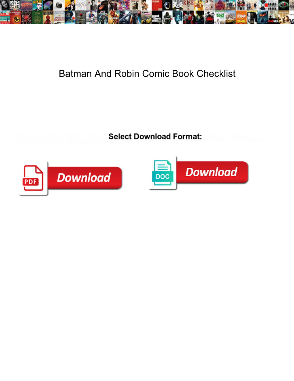 Batman and Robin Comic Book Checklist