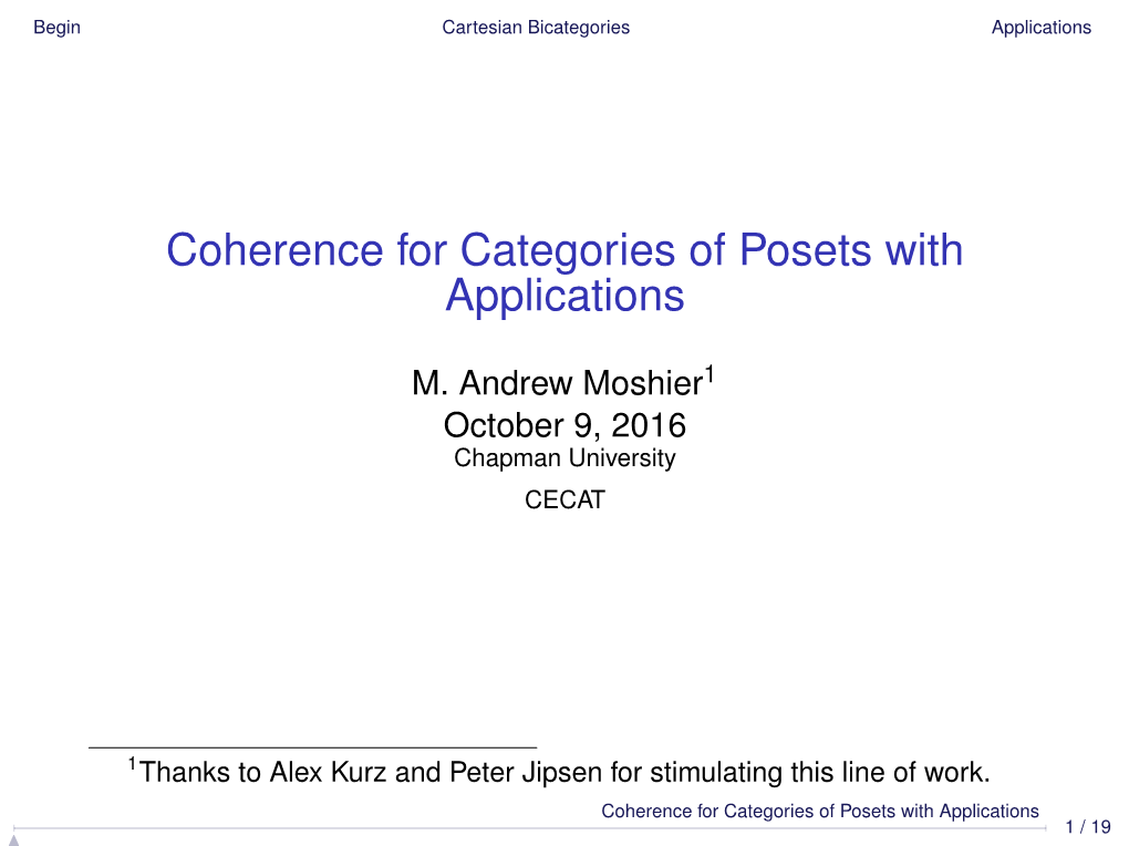 Coherence for Categories of Posets with Applications