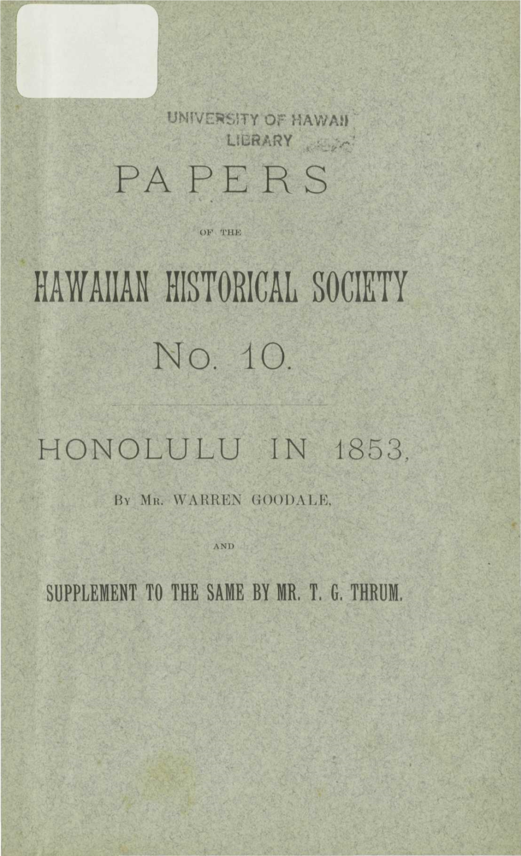 HAWAIIAN HISTORICAL SOCIETY No