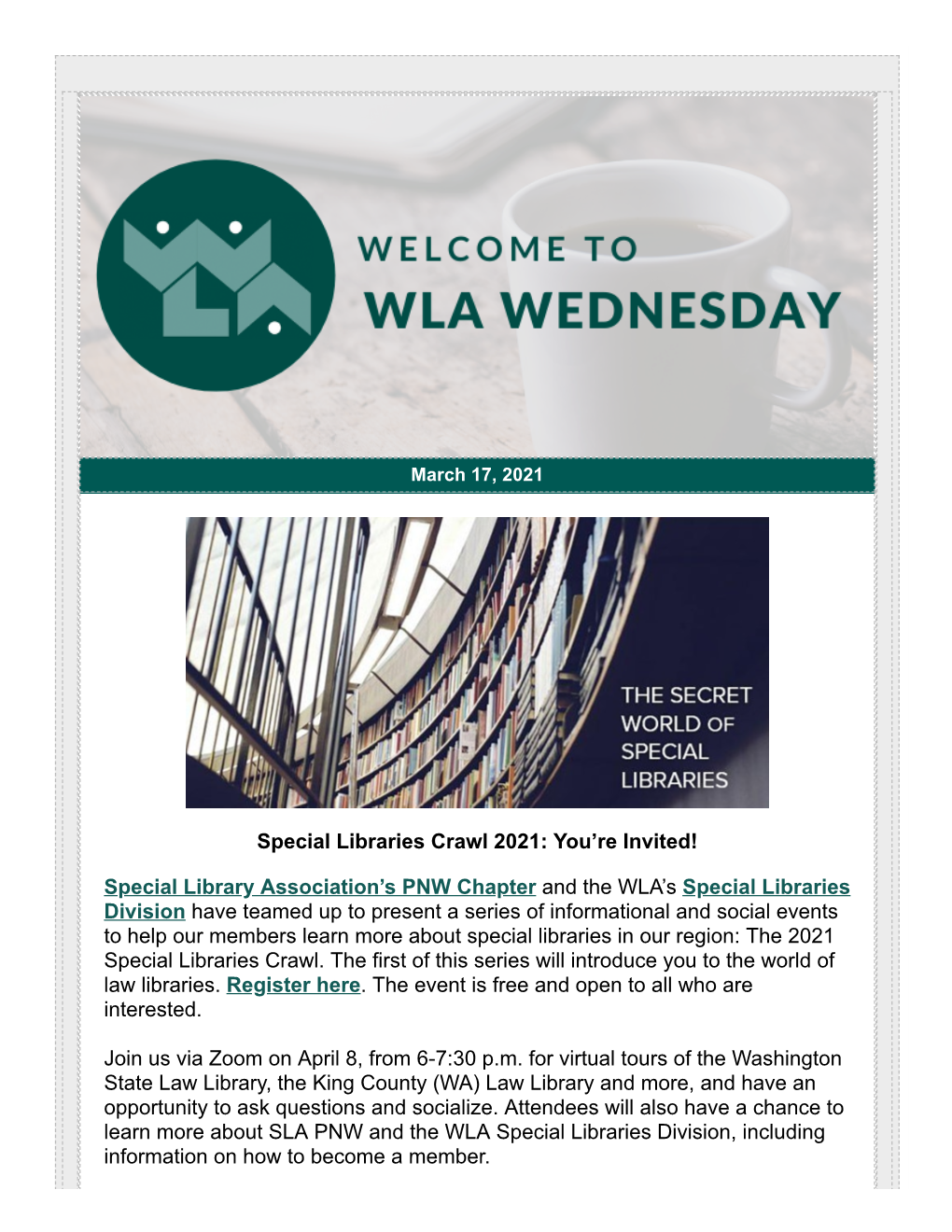 Special Libraries Crawl 2021: You're Invited!