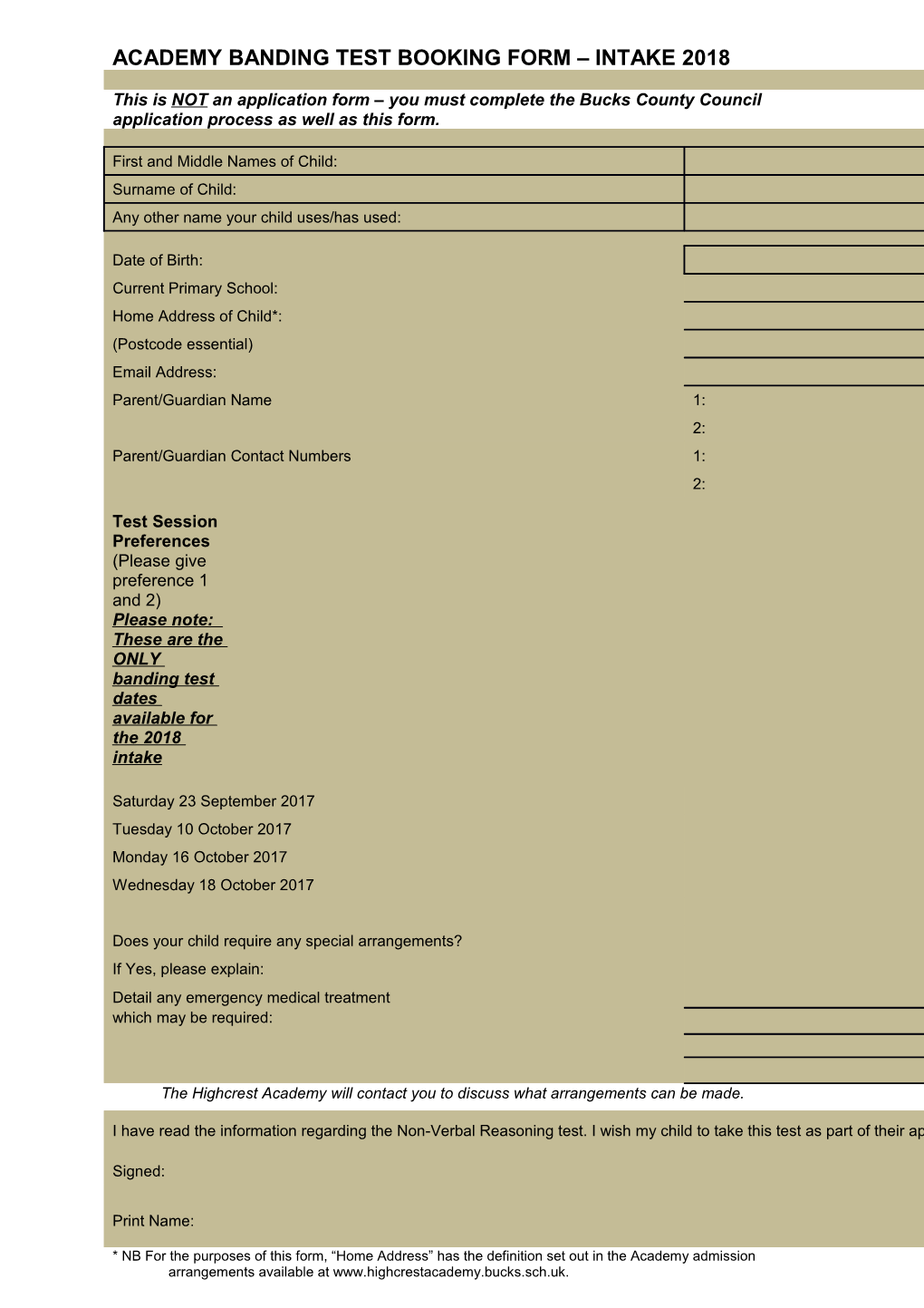 Draft Appendix Admissions