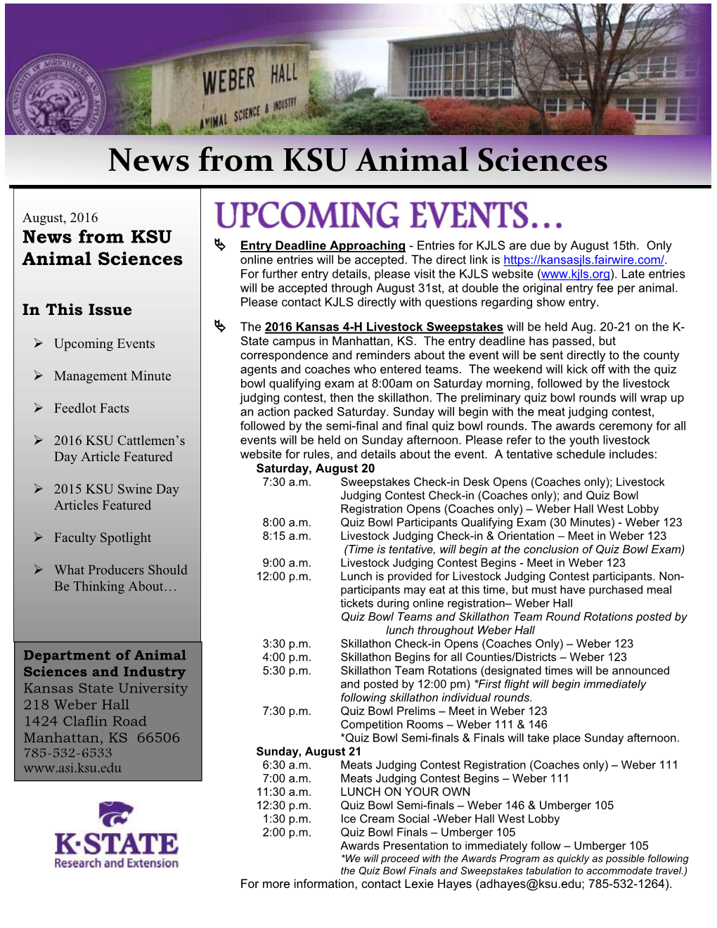 News from Ksu Animal Sciences