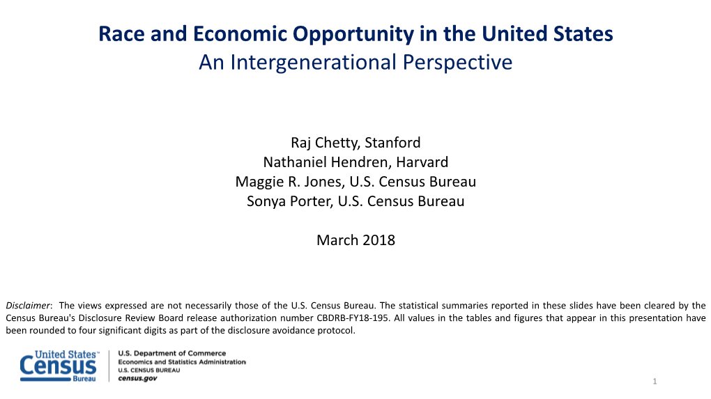 Race and Economic Opportunity in the United States an Intergenerational Perspective