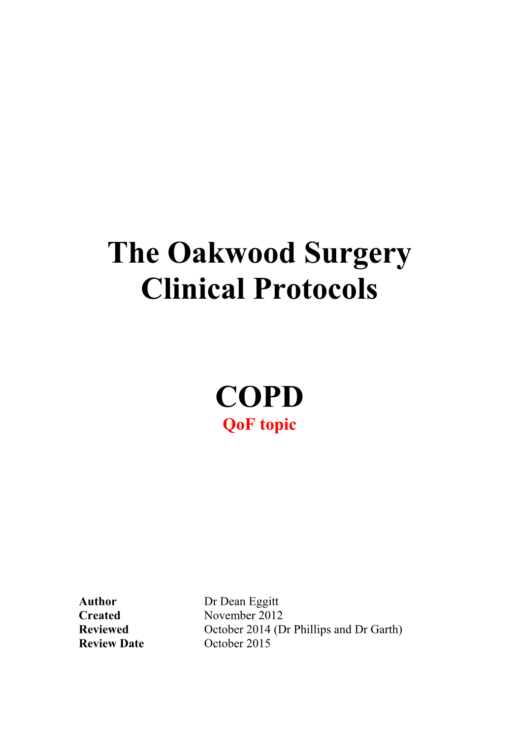 Copd Protocol Kingthorne Group Practice