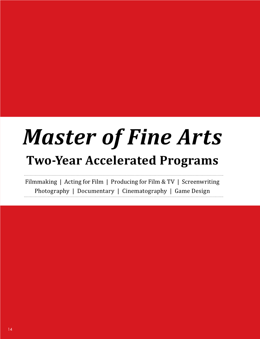 Master of Fine Arts Two-Year Accelerated Programs