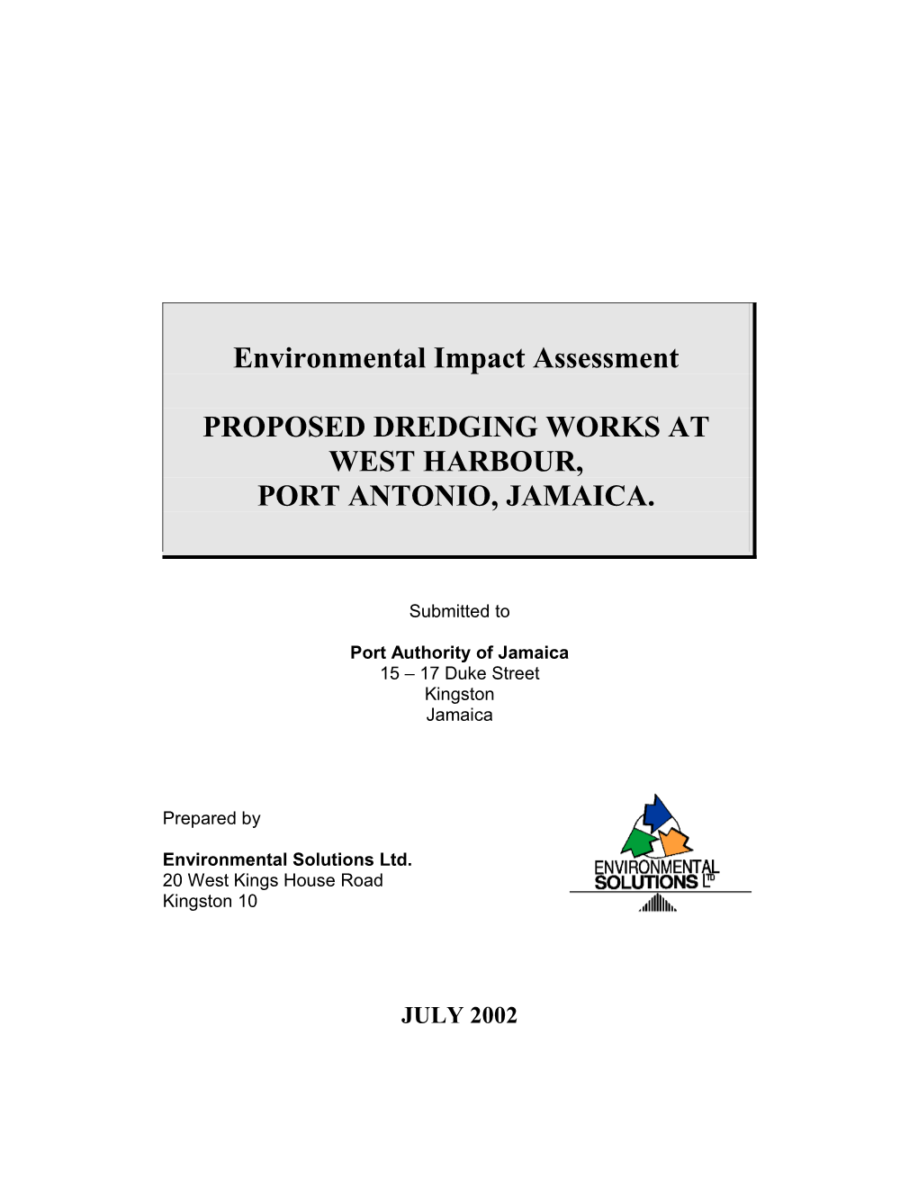 Proposed Dredging Works at West Harbour