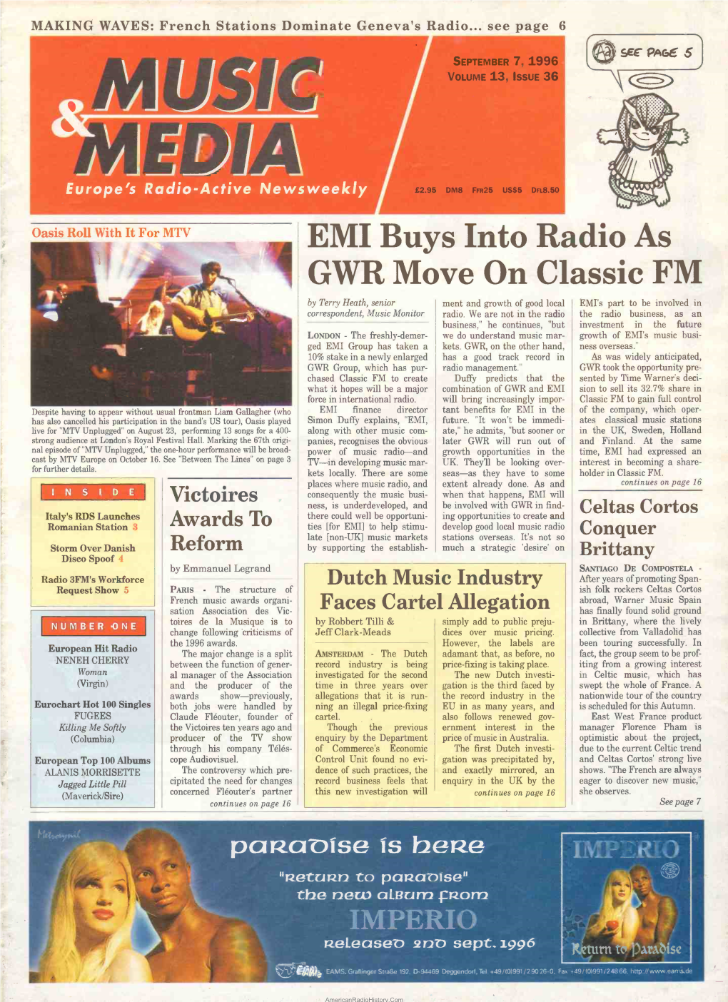 EMI Buys Into Radio As GWR Move on Classic FM by Terry Heath, Senior Ment and Growth of Good Local EMI's Part to Be Involved in Correspondent, Music Monitor Radio