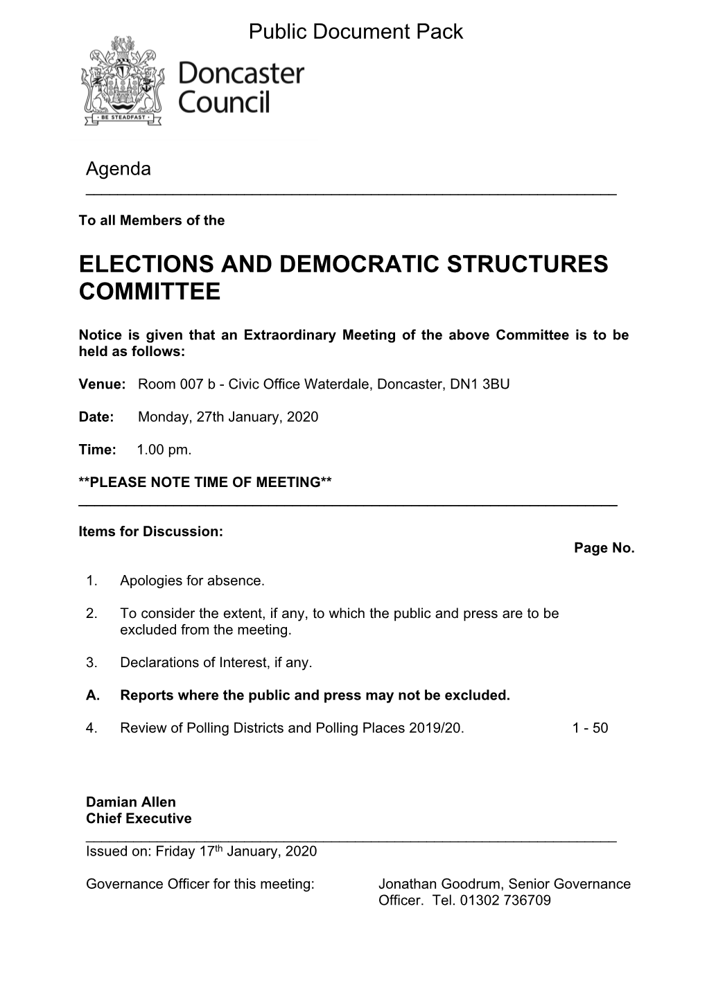 (Public Pack)Agenda Document for Elections and Democratic