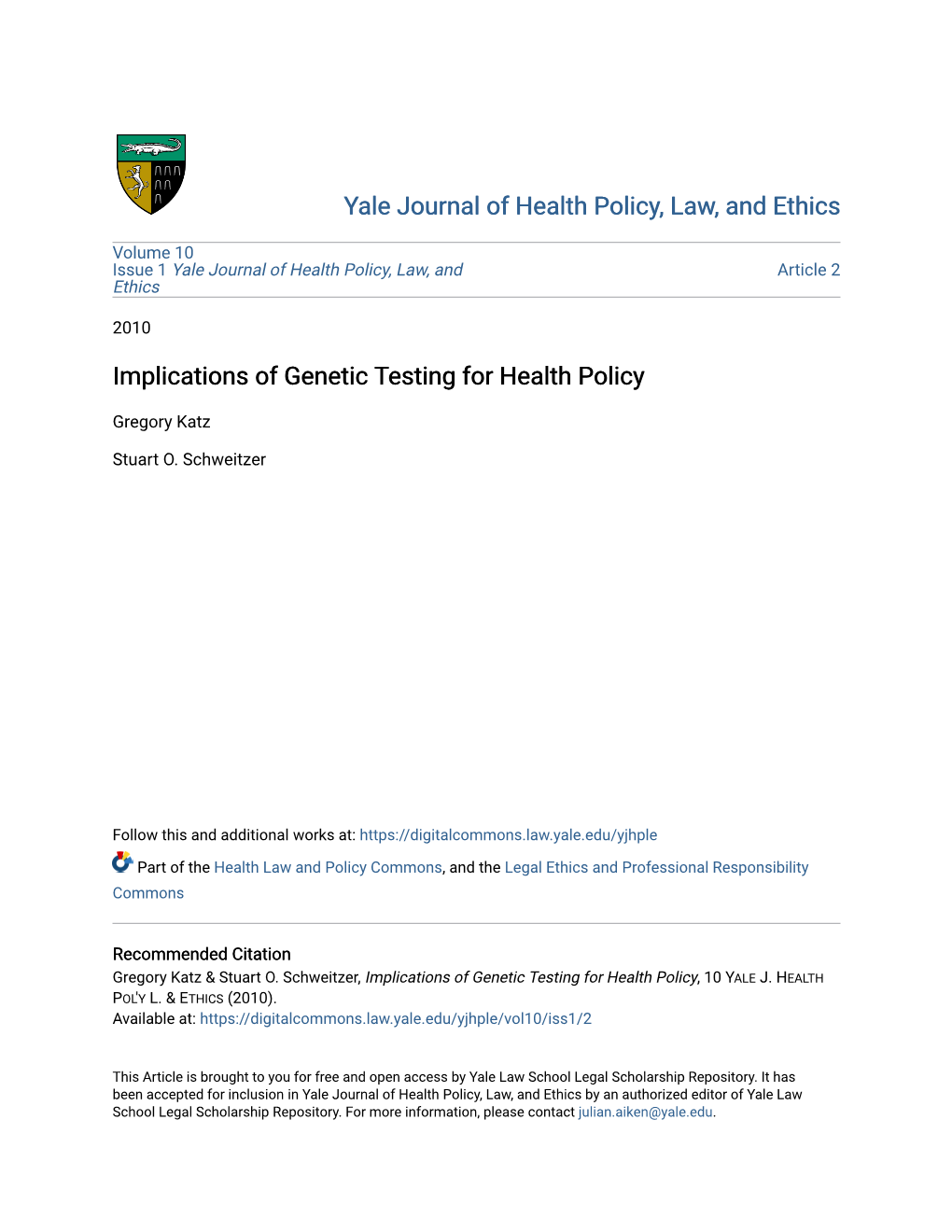 Implications of Genetic Testing for Health Policy