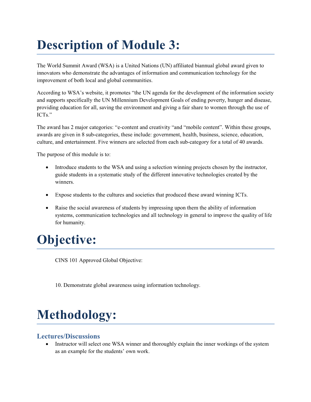 Description of Module 3