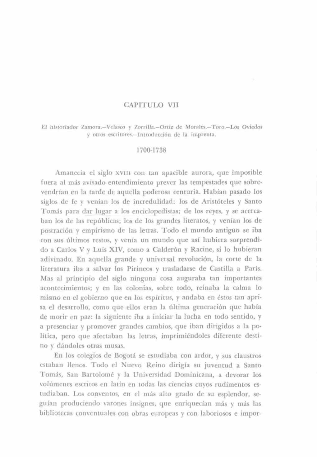 CAPITULO VII 1700-1738 Amanecía El Siglo Xvm Con Tan Apacible