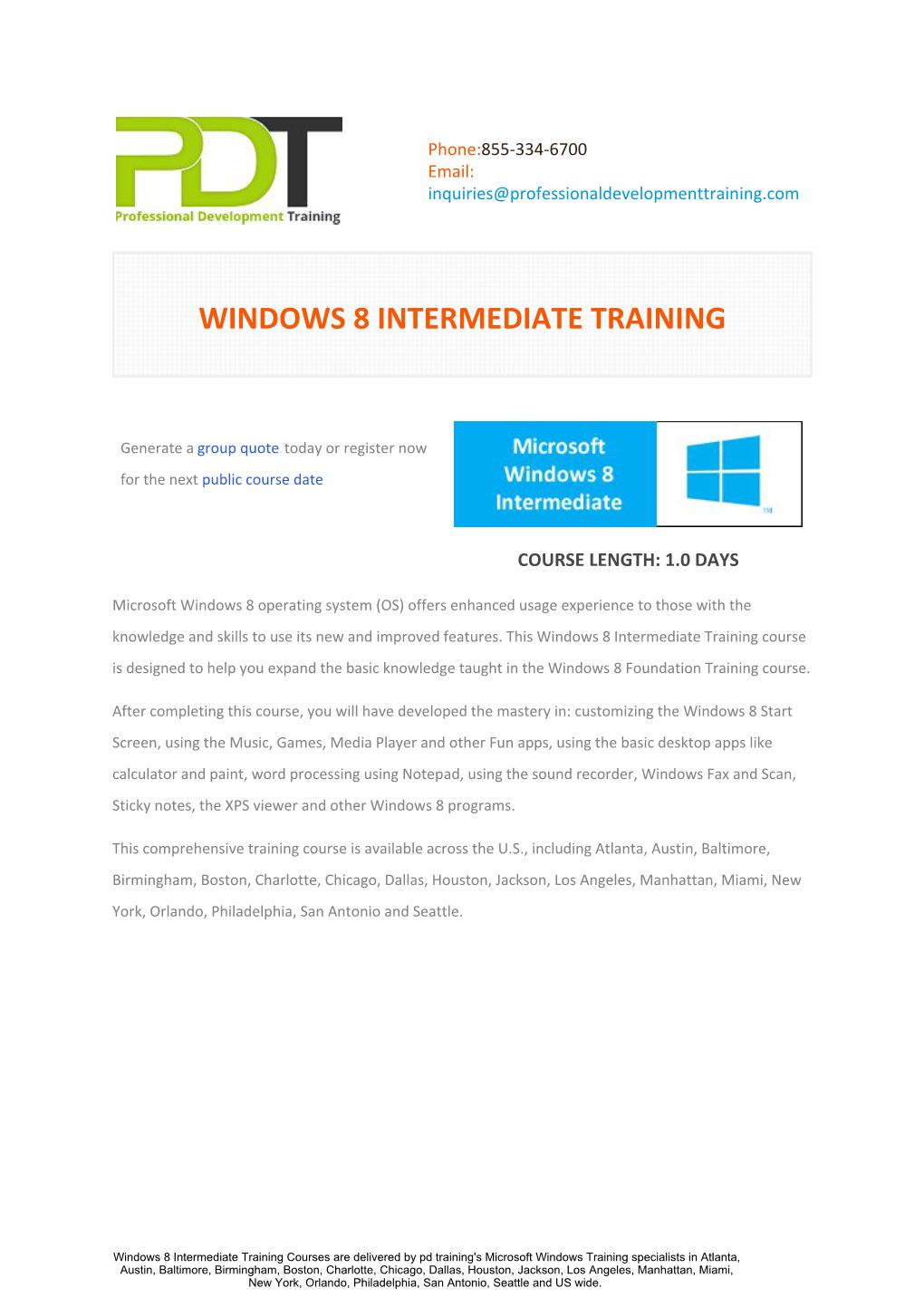 Windows 8 Intermediate Training