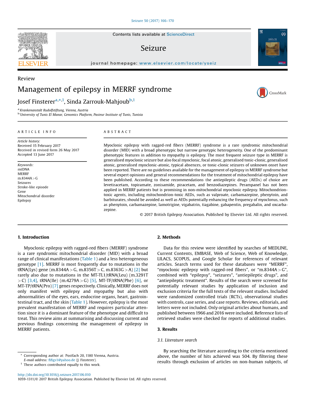 Reviewmanagement of Epilepsy in MERRF Syndrome