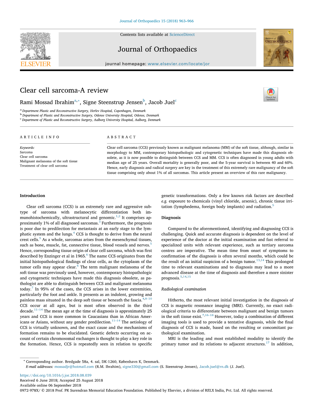 Clear Cell Sarcoma-A Review