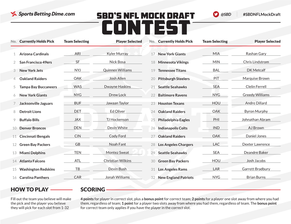 Sbd's Nfl Mock Draft