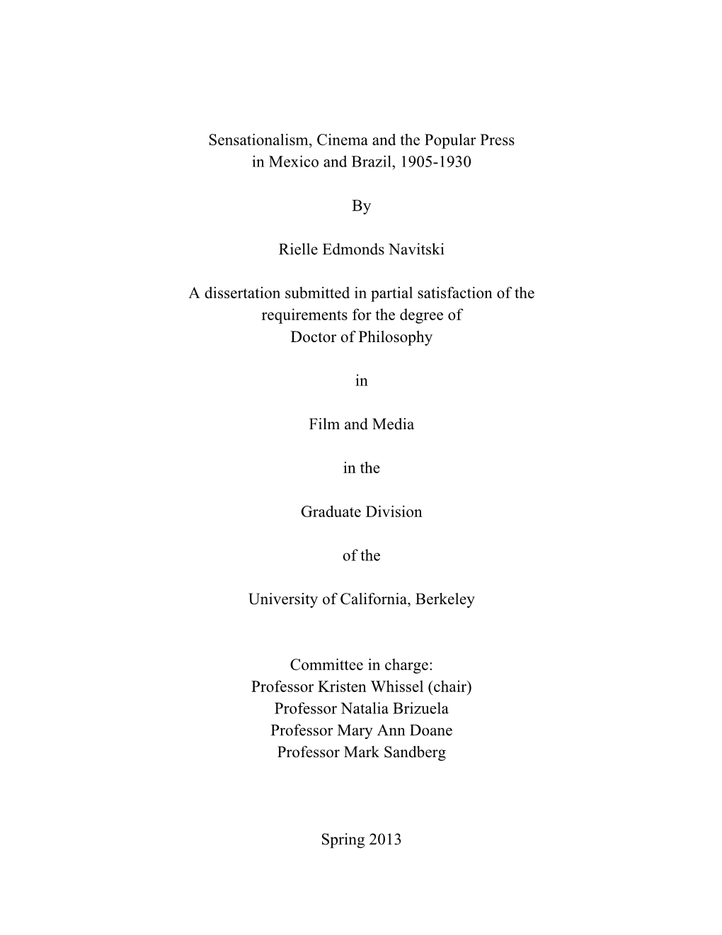 Sensationalism, Cinema and the Popular Press in Mexico and Brazil, 1905-1930