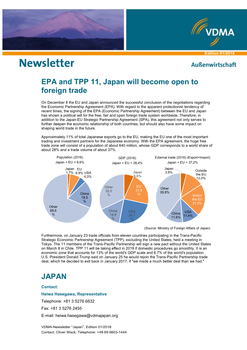 EPA and TPP 11, Japan Will Become Open to Foreign Trade JAPAN