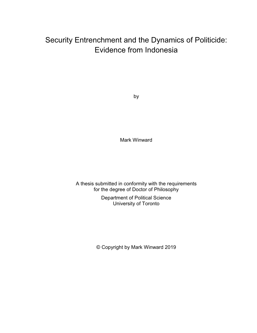 Security Entrenchment and the Dynamics of Politicide: Evidence from Indonesia