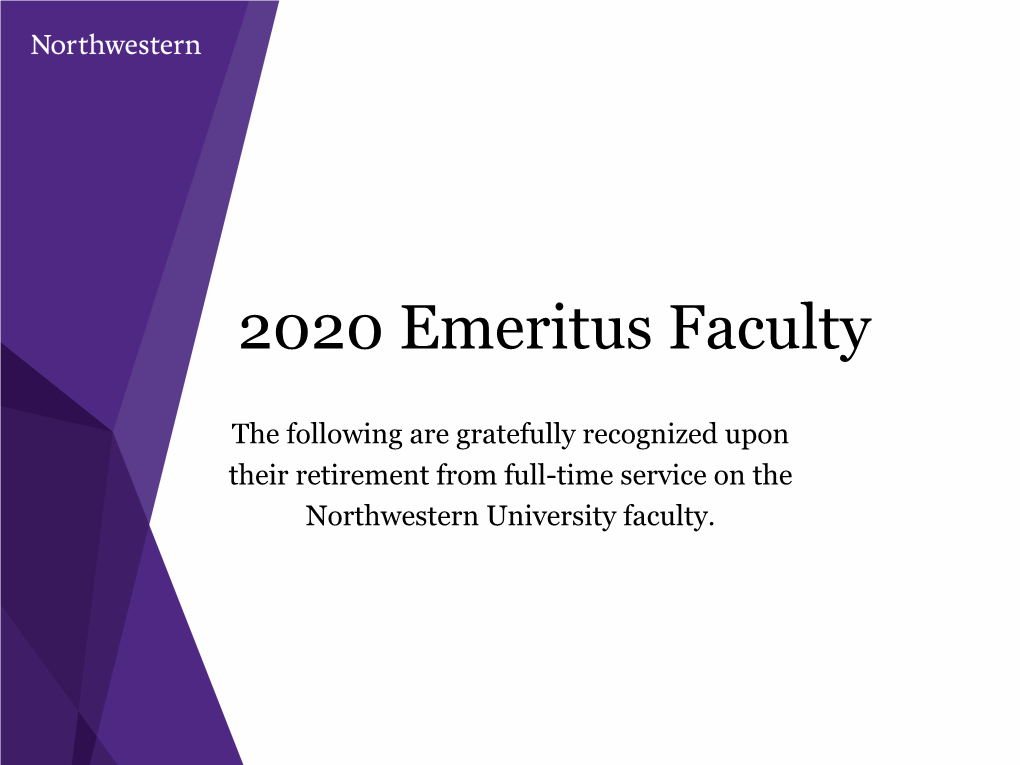 2020 Emeritus Faculty