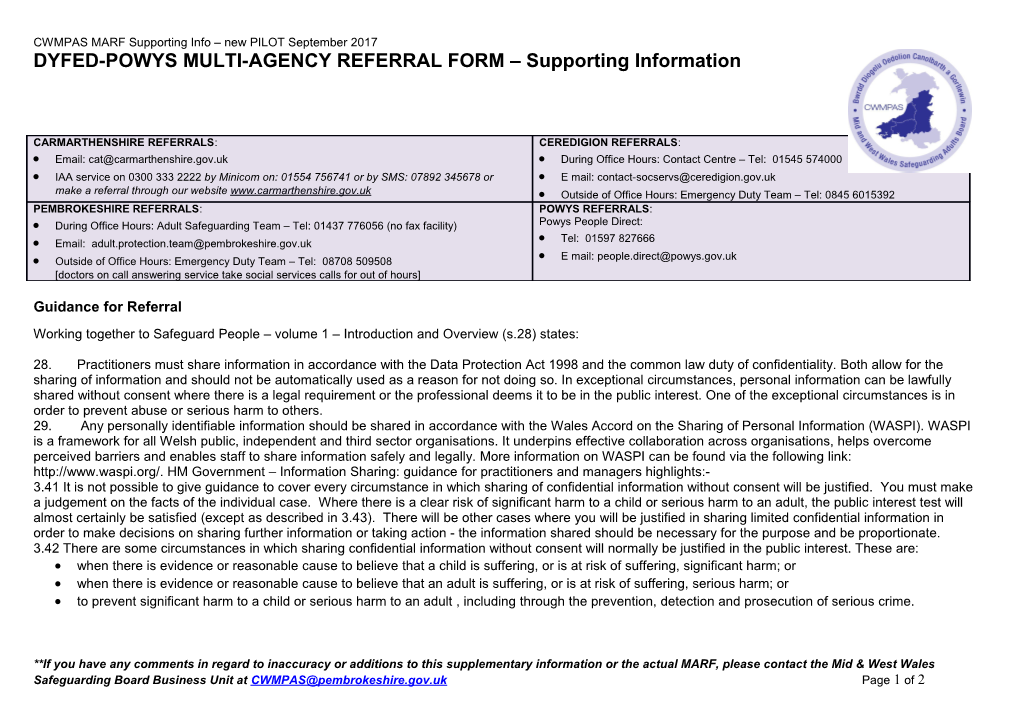 Dyfed Powys Inter Agency Referral Form