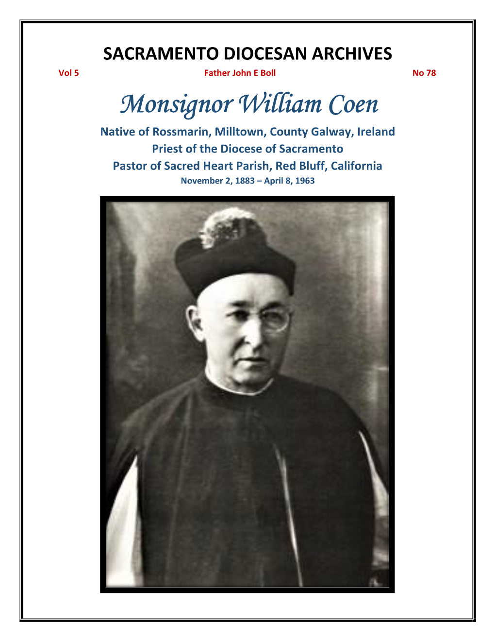 Vol 5, No 78 Msgr. William Coen