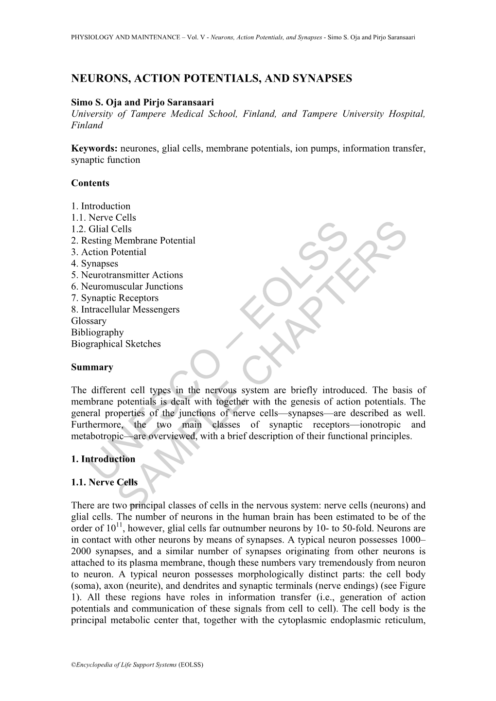 Neurons, Action Potentials, and Synapses - Simo S