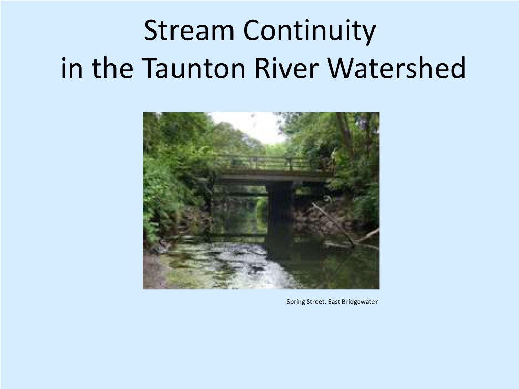 Stream Continuity in the Taunton River Watershed