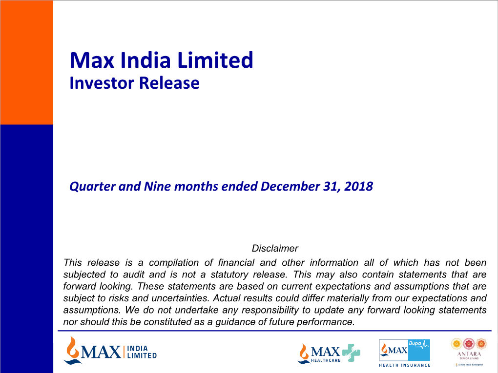 Max India Limited Investor Release