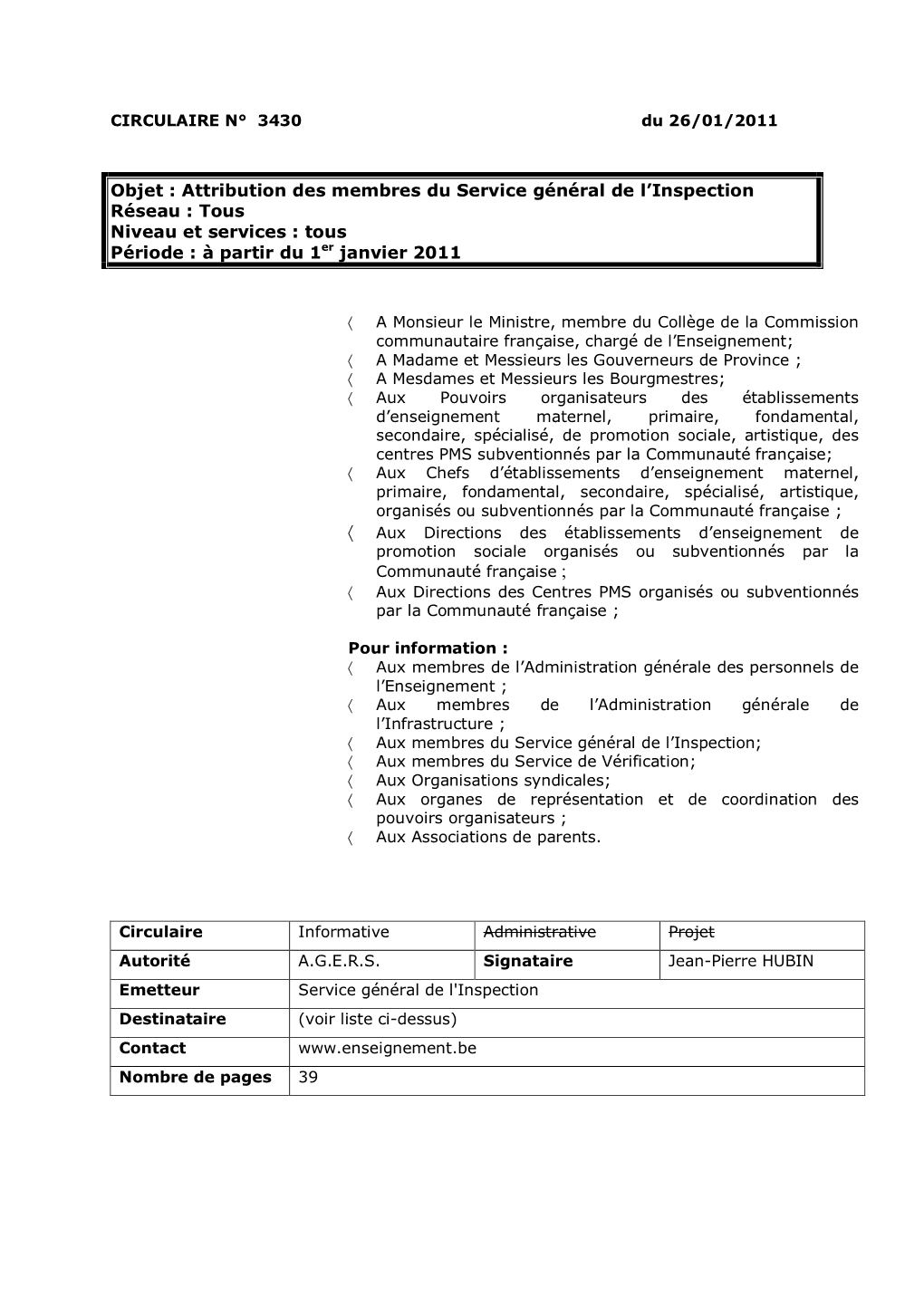 Attribution Des Membres Du Service Général De L'inspection Réseau