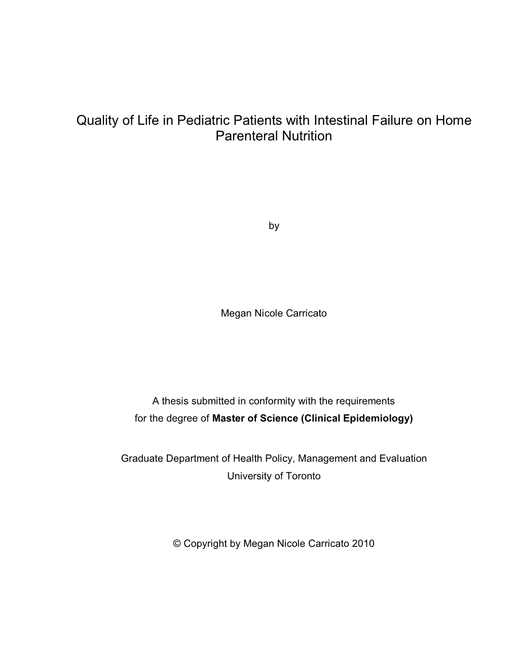 Quality of Life in Pediatric Patients with Intestinal Failure on Home Parenteral Nutrition