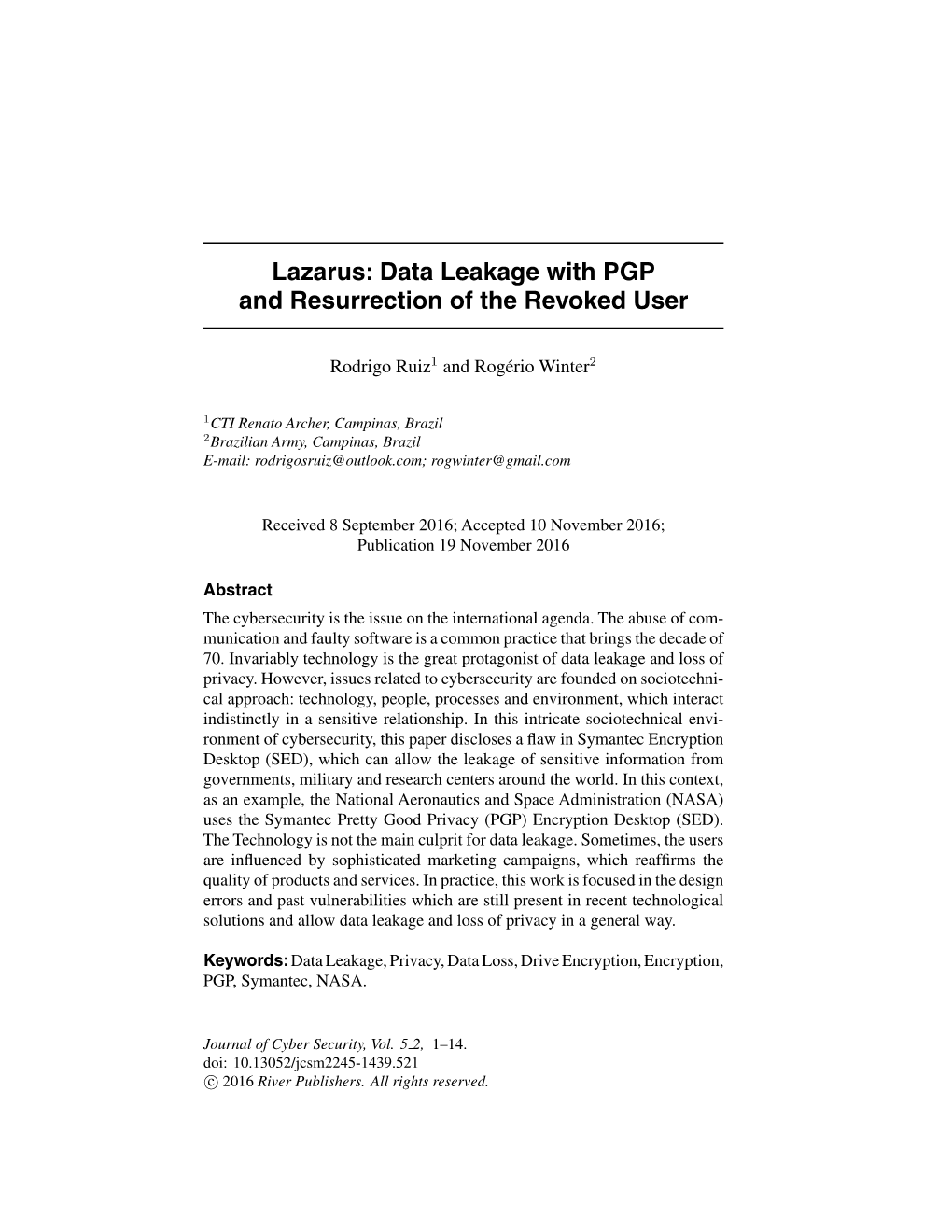 Lazarus: Data Leakage with PGP and Resurrection of the Revoked User