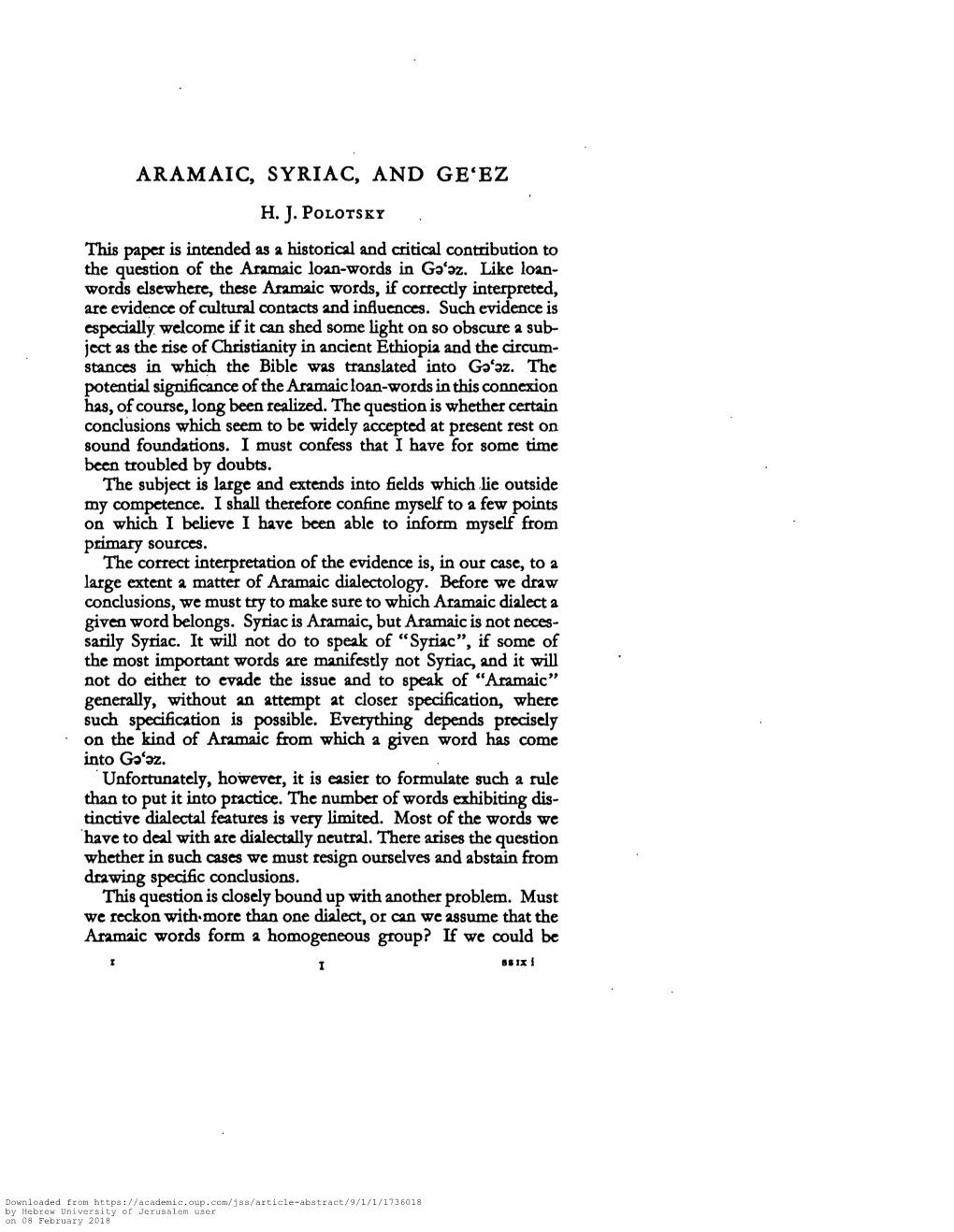 Aramaic, Syriac, and Ge'ez