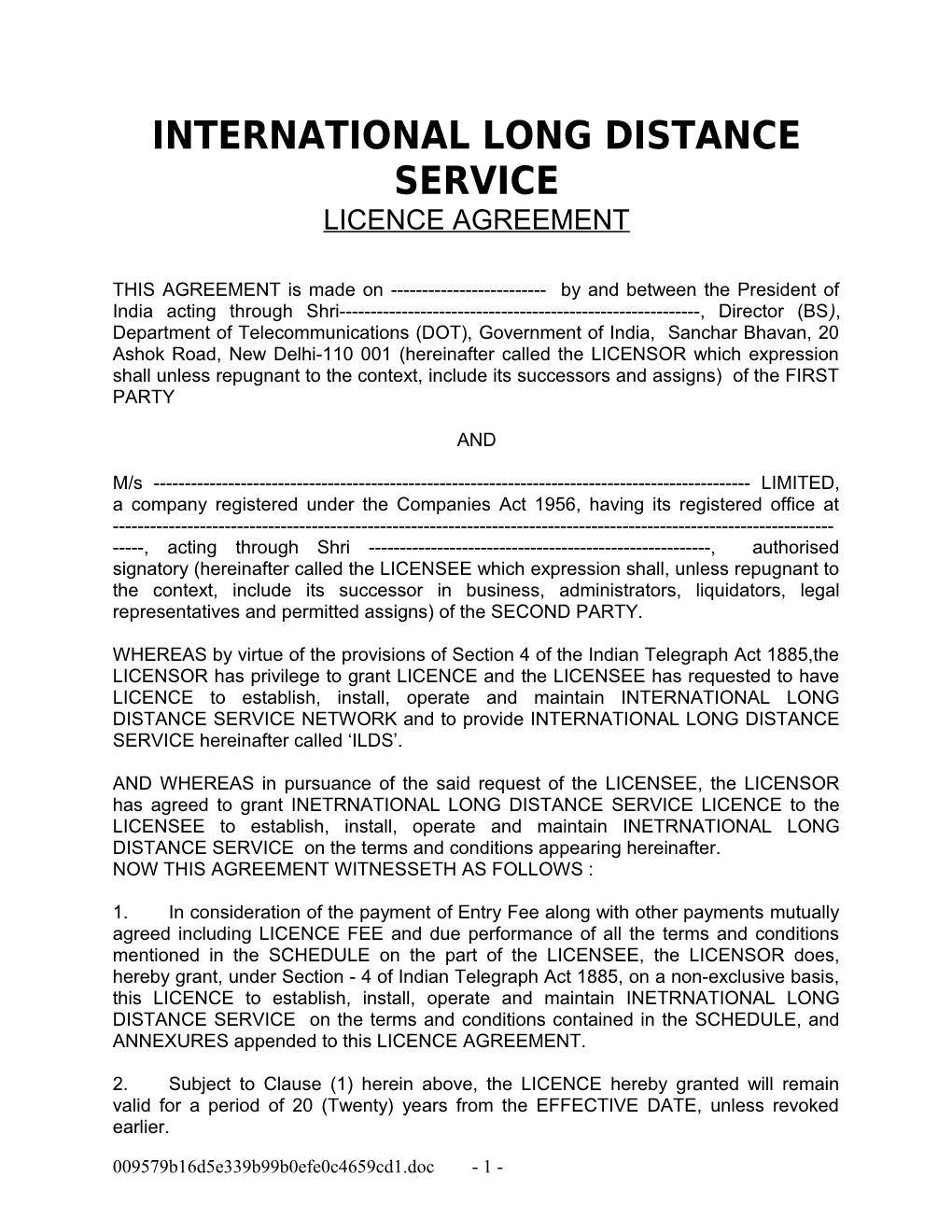 International Long Distance Service