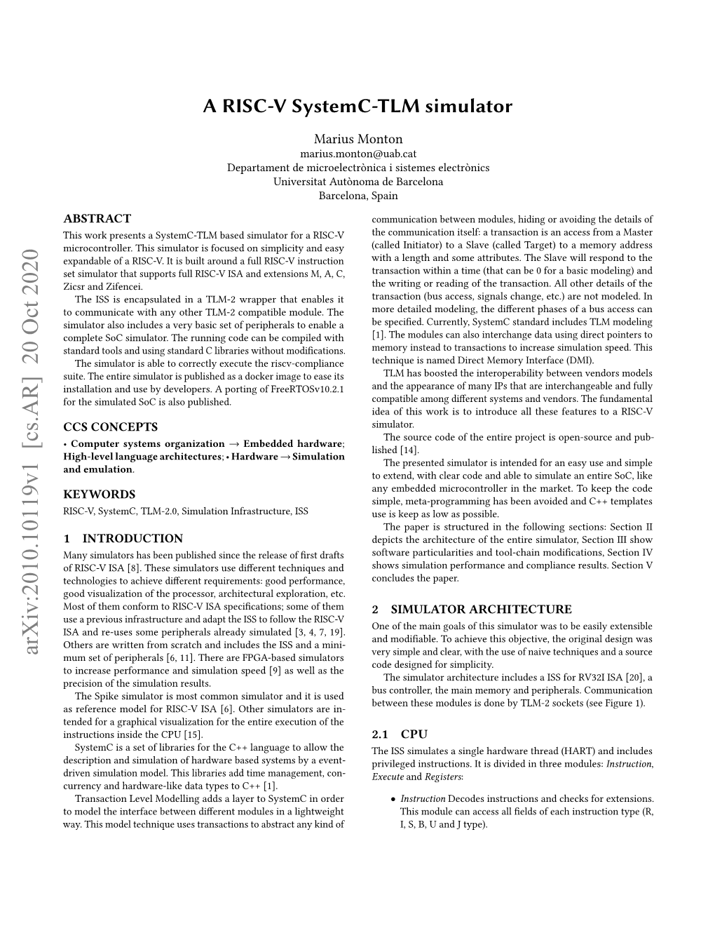 A RISC-V Systemc-TLM Simulator