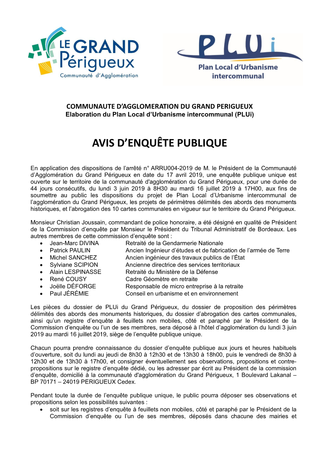 Avis D'enquête Publique