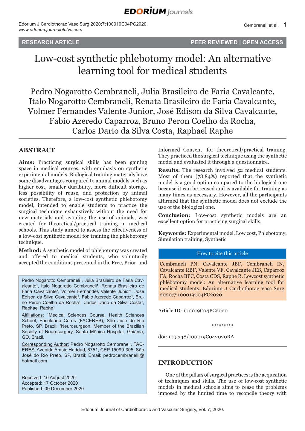 Low-Cost Synthetic Phlebotomy Model: an Alternative Learning Tool for Medical Students