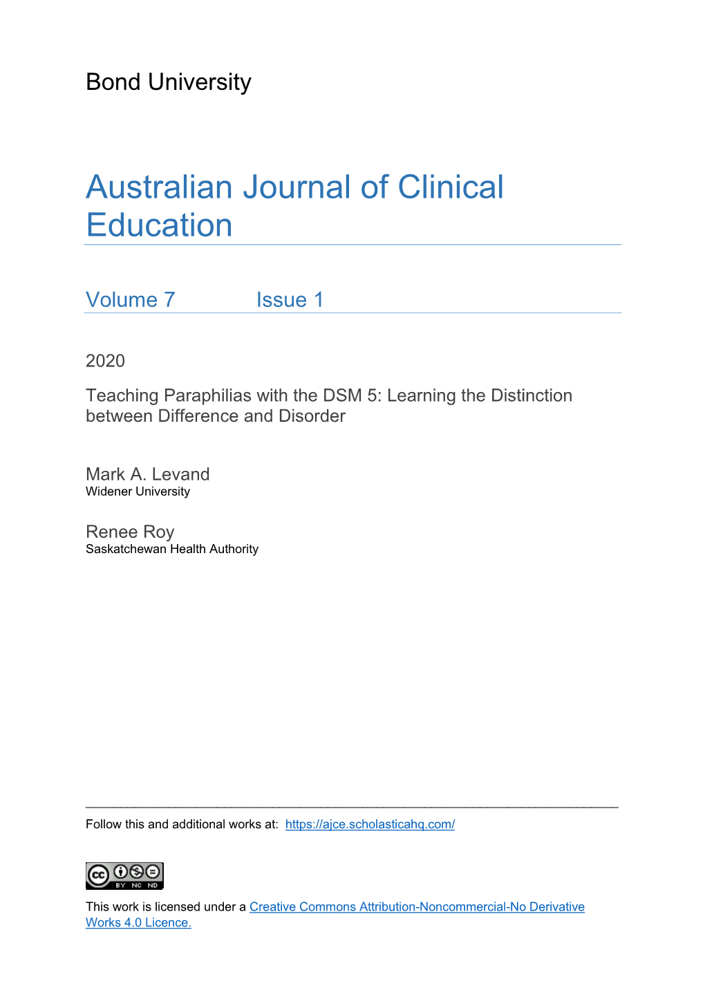 Australian Journal of Clinical Education