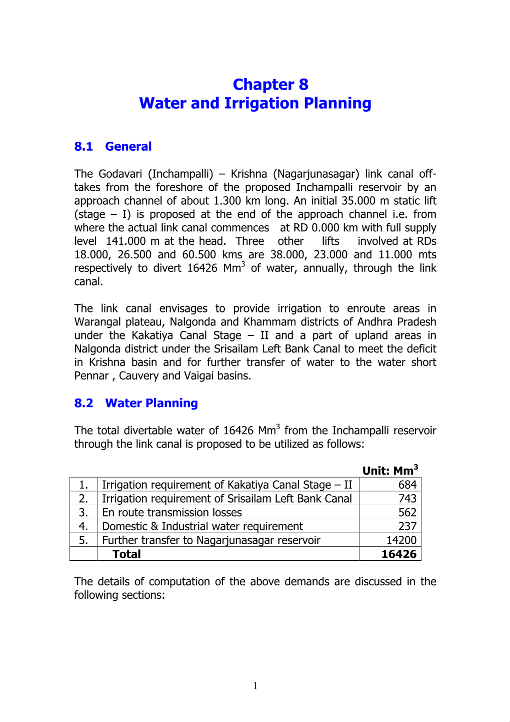 Chapter 8 Water and Irrigation Planning