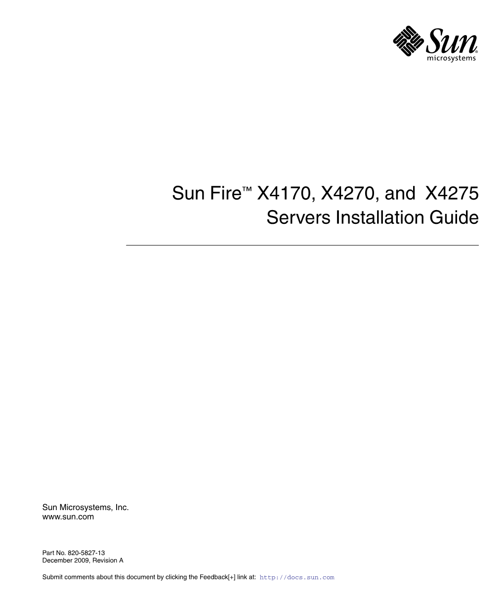 Sun Fire X4170, X4270, and X4275 Servers