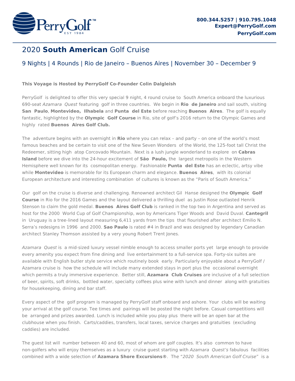2020 South American Golf Cruise