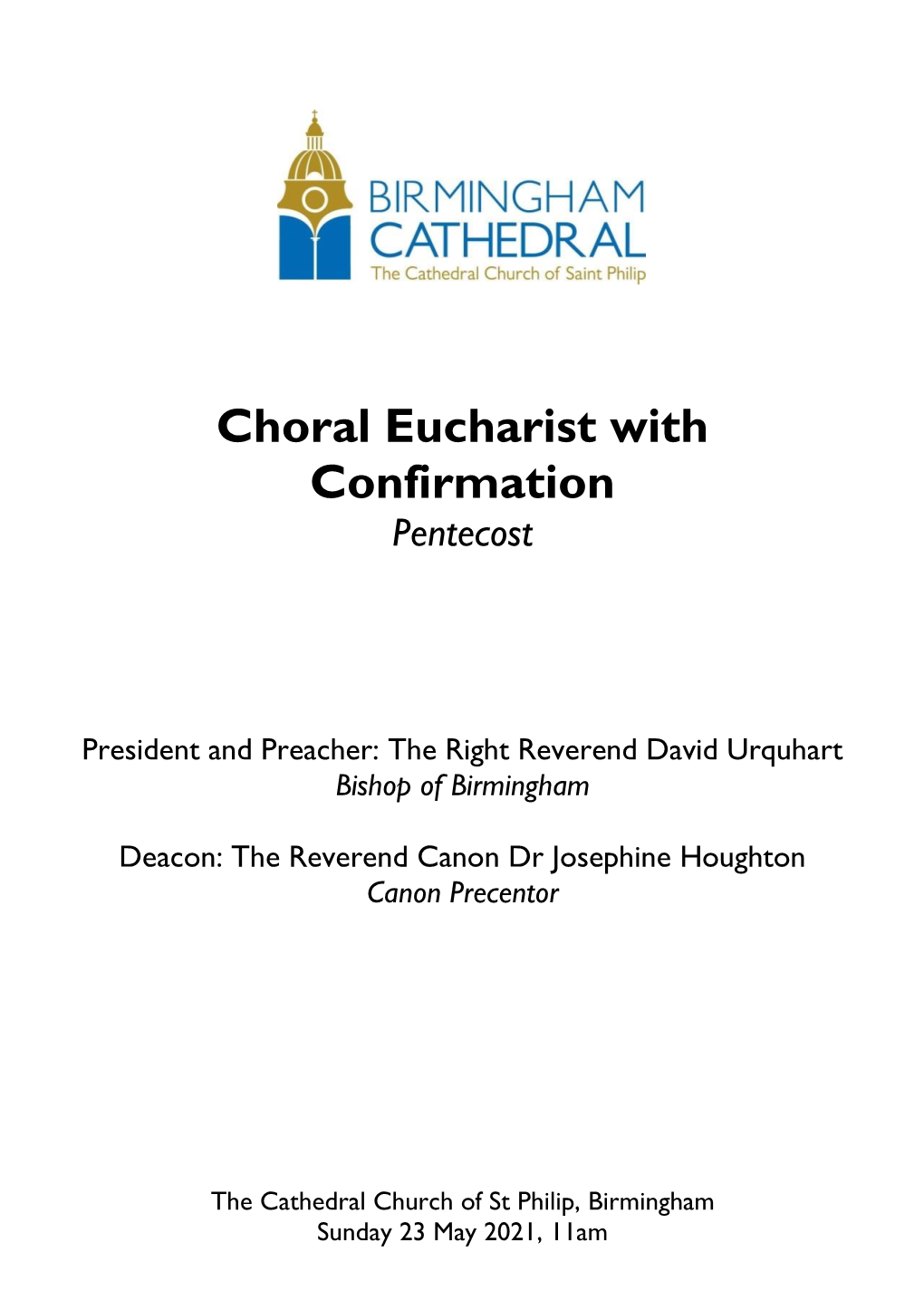 Choral Eucharist with Confirmation Pentecost