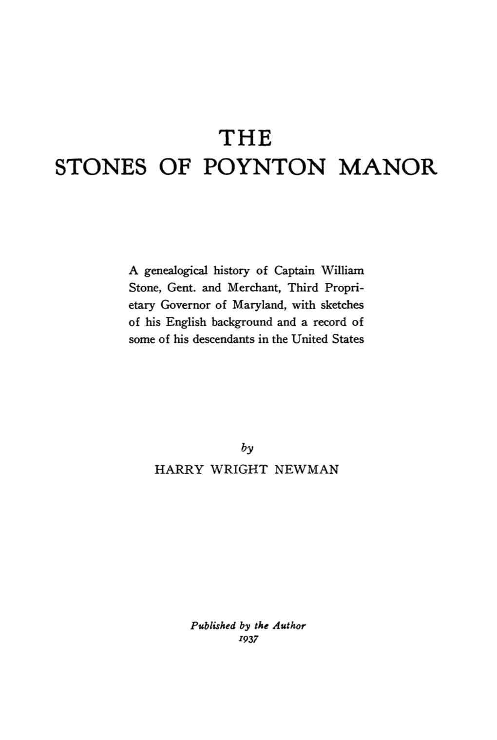 The Stones of Poynton Manor