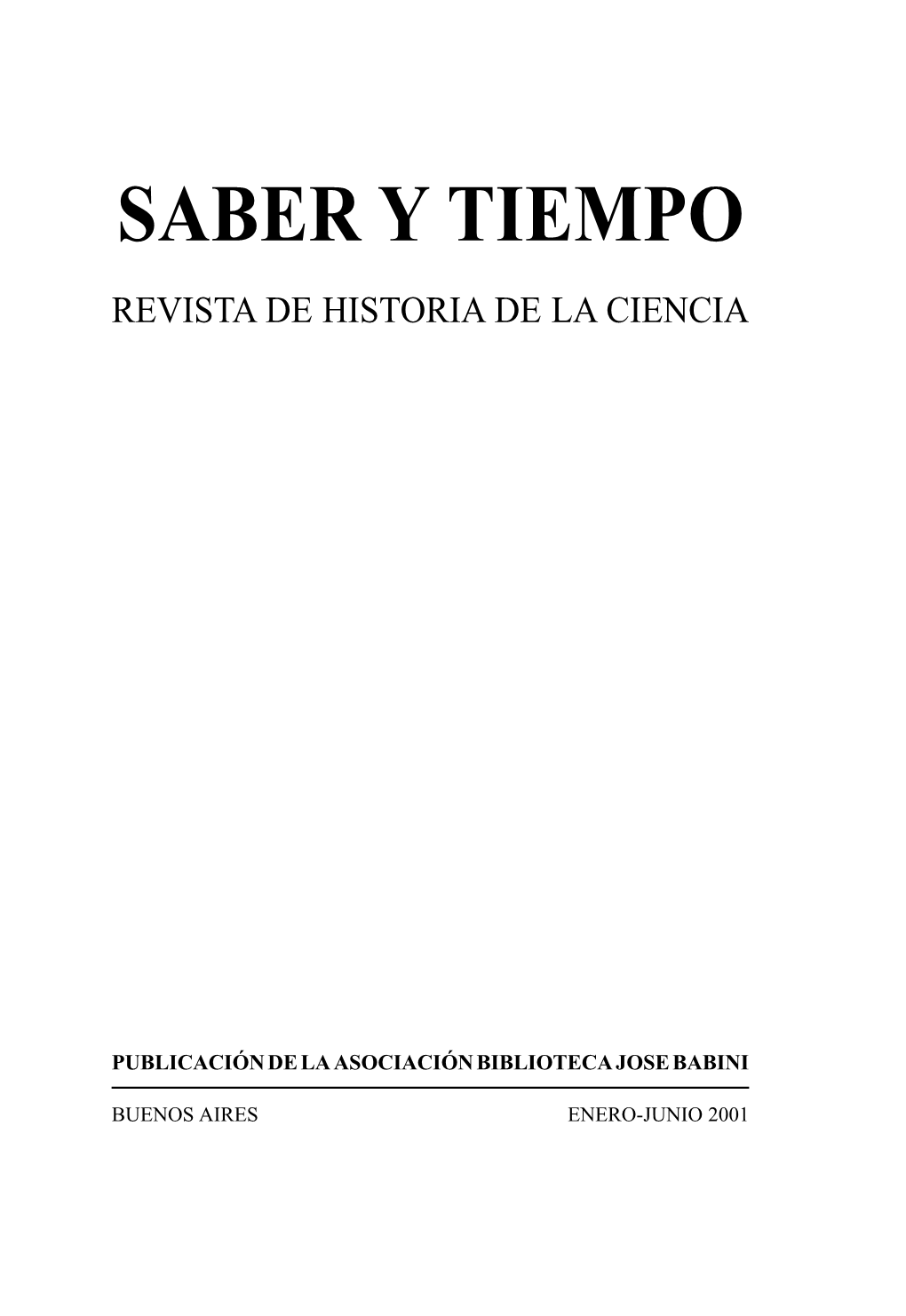 Saber Y Tiempo Revista De Historia De La Ciencia