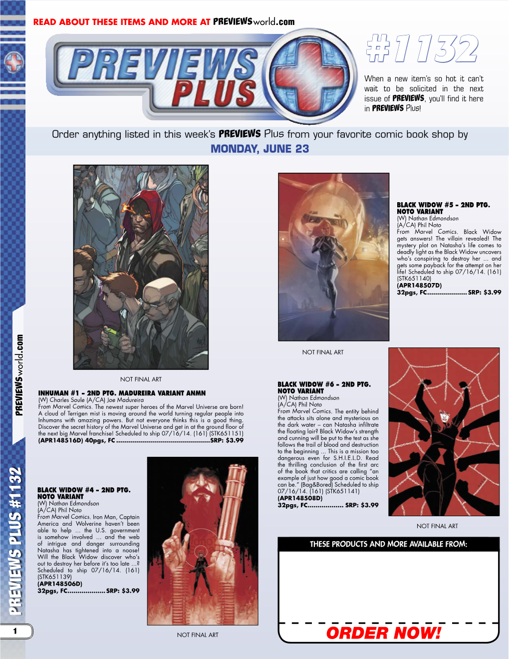 ORDER NOW! 2 PREVIEWS PLUS #1132 Previewsworld.Com 32Pgs, FC��������������������� (APR148510D) (161) (STK651143) They Want.Scheduledtoship07/16/14