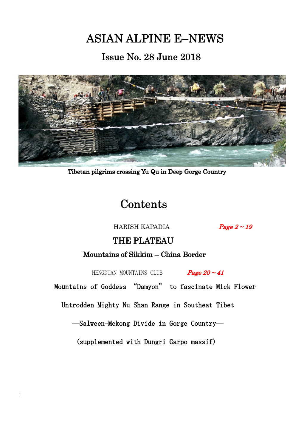 ASIAN ALPINE E–NEWS Contents