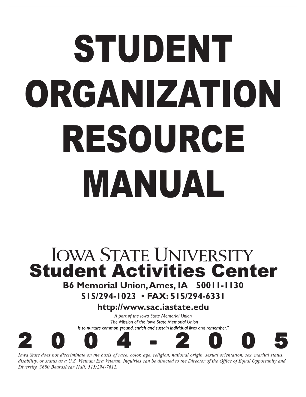 Student Organization Resource Manual