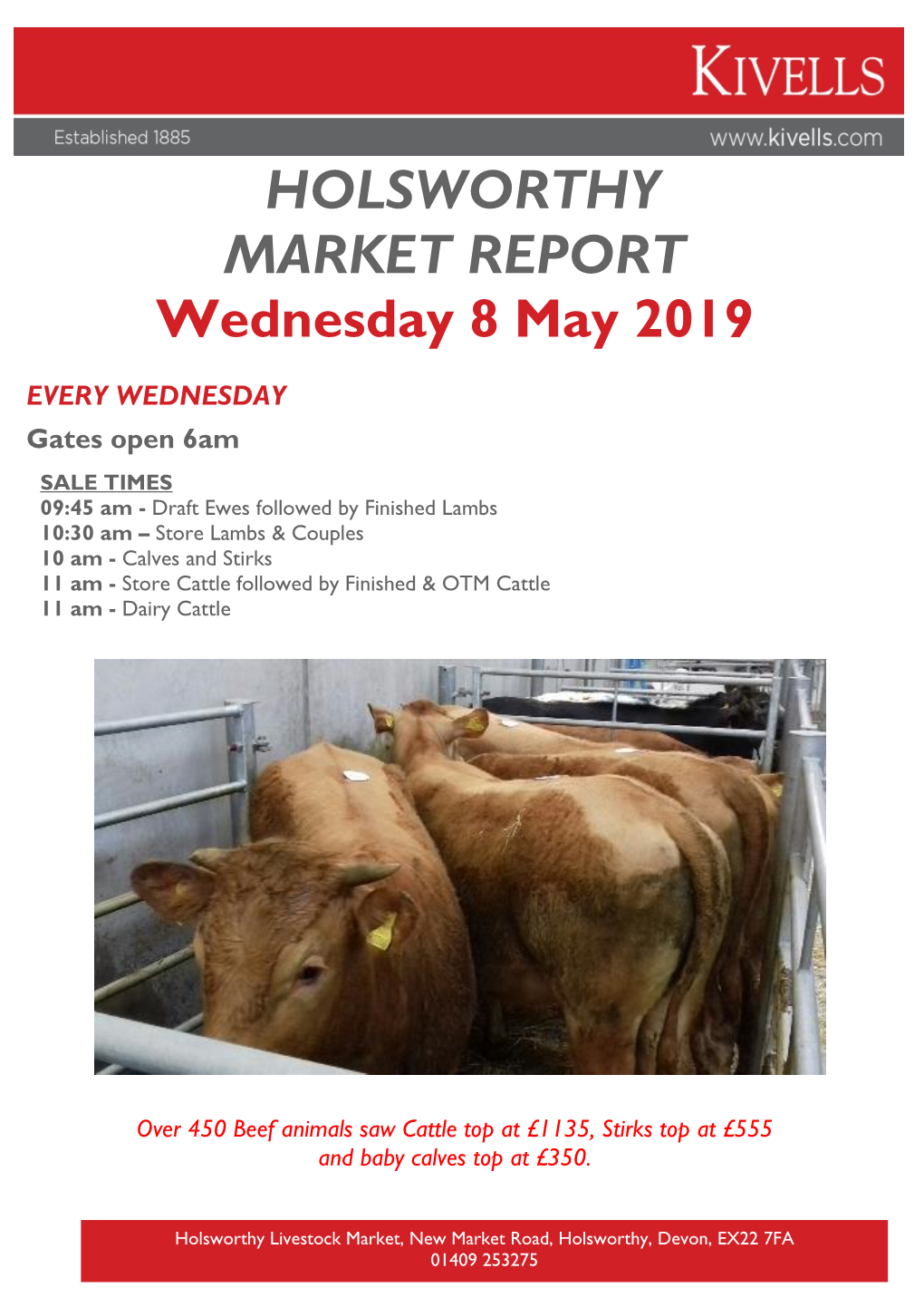 HOLSWORTHY MARKET REPORT Wednesday 8 May 2019