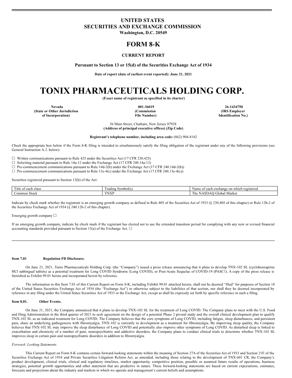 Tonix Pharmaceuticals Holding Corp. (TNXP)