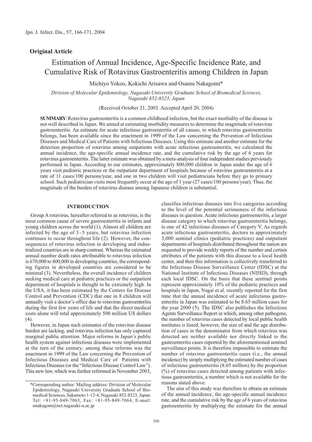 Estimation of Annual Incidence, Age-Specific Incidence Rate, And