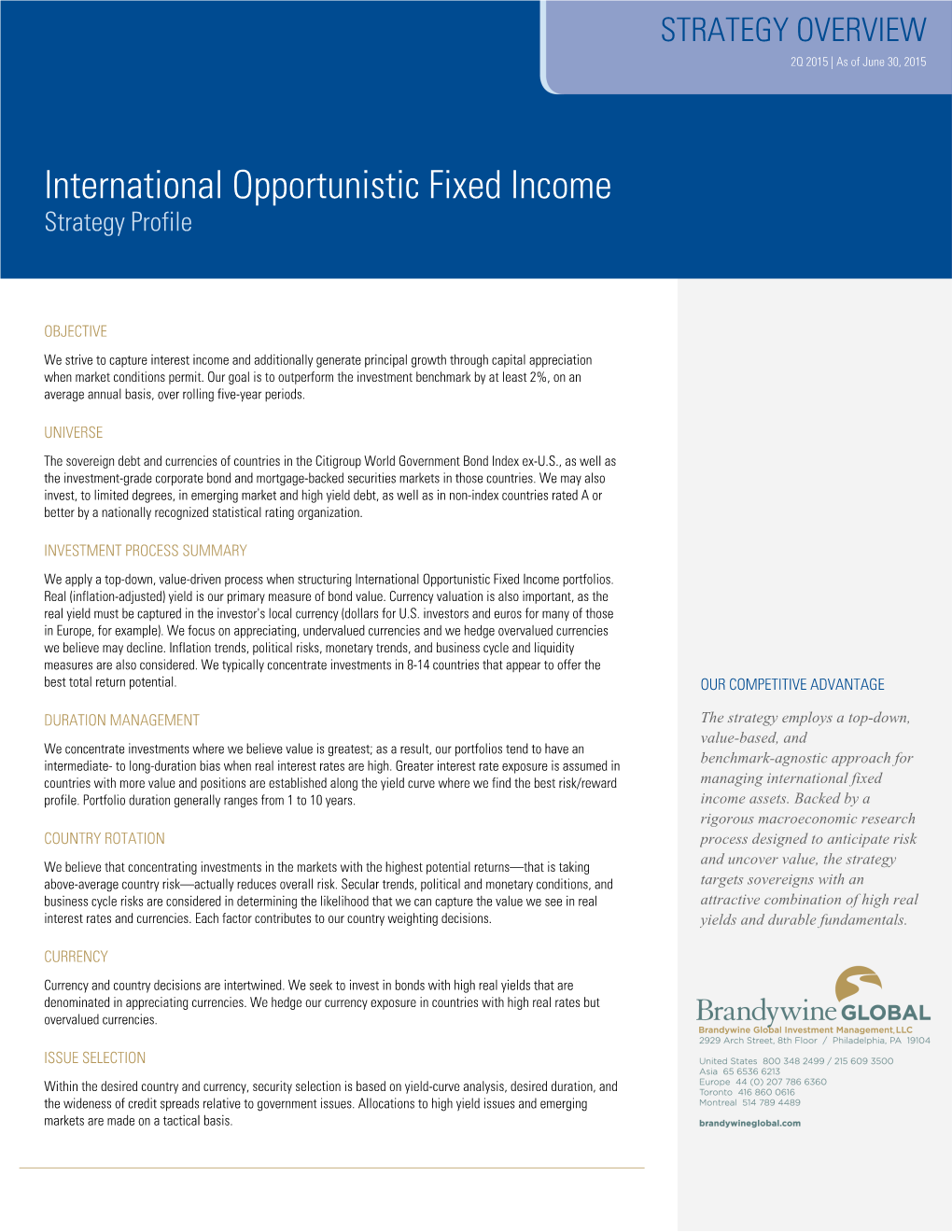 International Opportunistic Fixed Income Strategy Profile